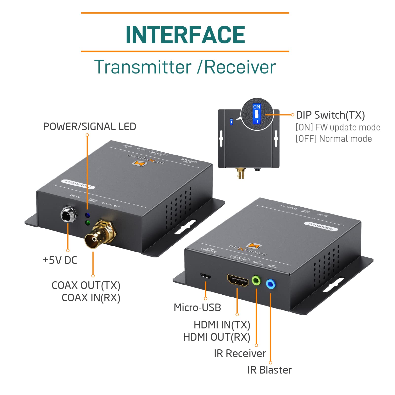 Amazon.com: MAXSQUARE True 4K HDMI Coax Extender Over Single RG59